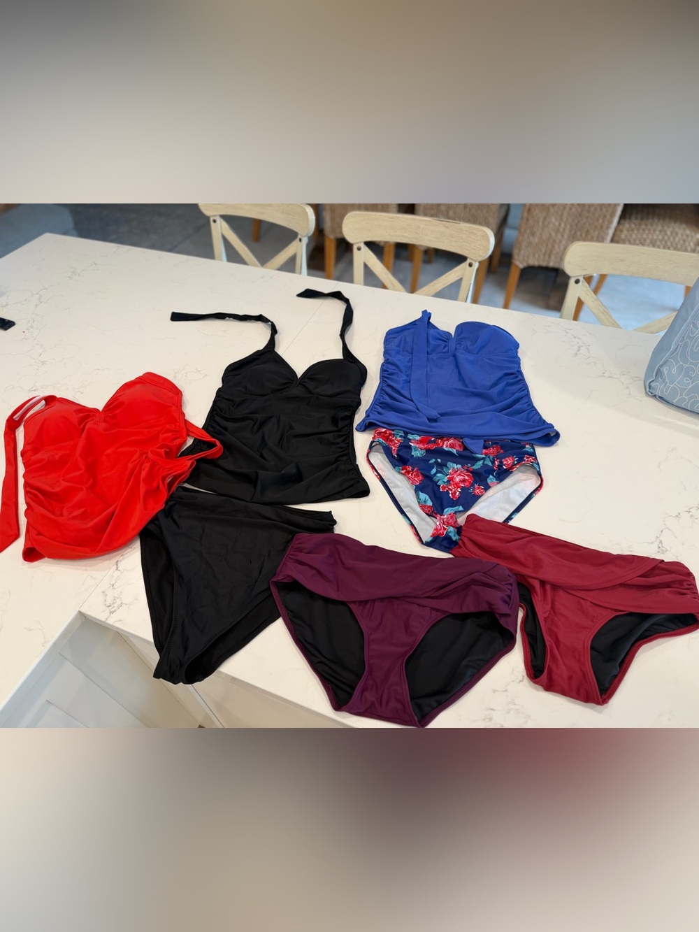 Amazon Women Swim Pack - Red, Black, Blue, Burgundy, Floral all size small